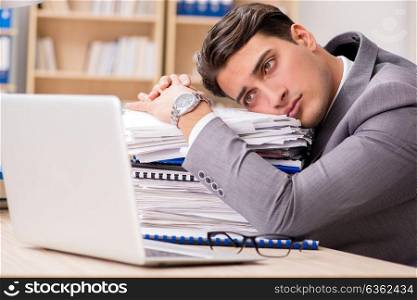 Businessman tired sitting in the office