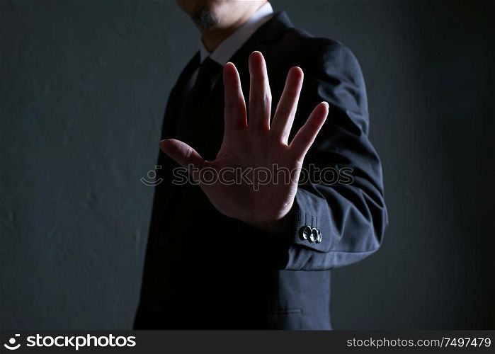 Businessman touch gesture pose .