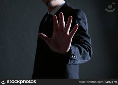 Businessman touch gesture pose .