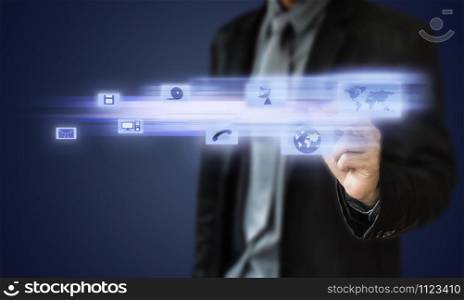 Businessman touch screen icon
