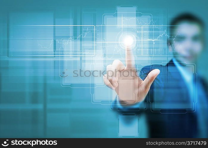 Businessman touching icon