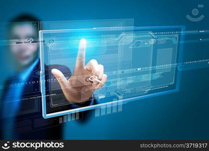 Businessman touching icon