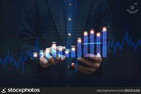 Businessman trader online on mobile application trading stock market or investment stock exchange forex