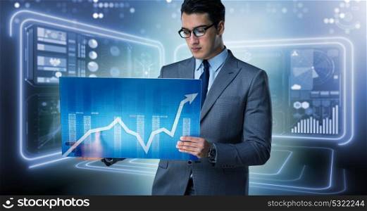 Businessman trading in world stock market