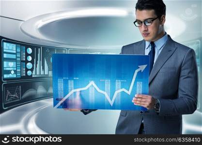 Businessman trading in world stock market