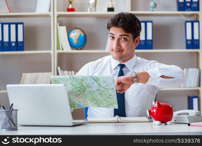 Businessman traveling agent working in the office