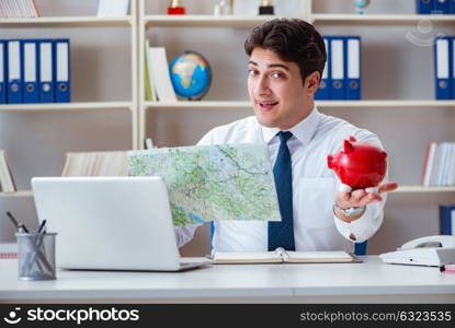 Businessman traveling agent working in the office