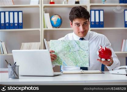 Businessman traveling agent working in the office