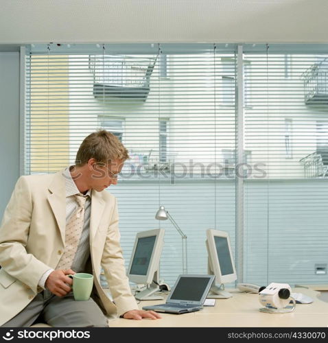 Businessman using a laptop computer