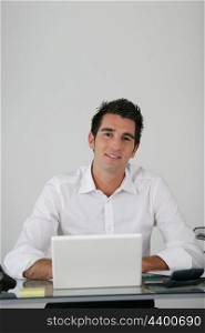 Businessman using a netbook