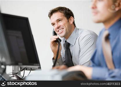 Businessman using a telephone