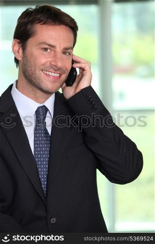 Businessman using a telephone