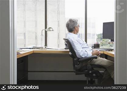 Businessman Using Computer in Office