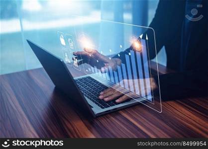 Businessman using computer trading online stock market , trader investment stock market trade exchange forex online