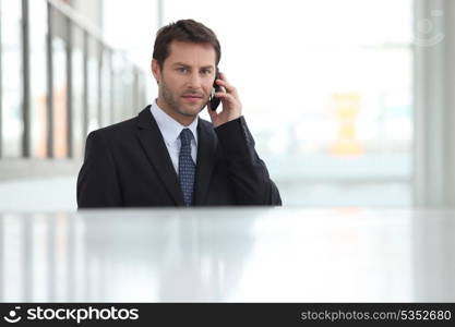 Businessman using his telephone