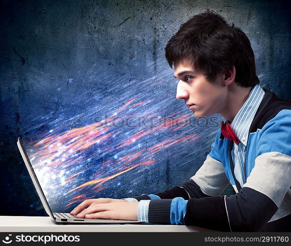 Businessman using laptop