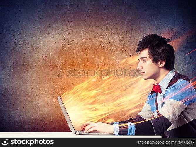 Businessman using laptop