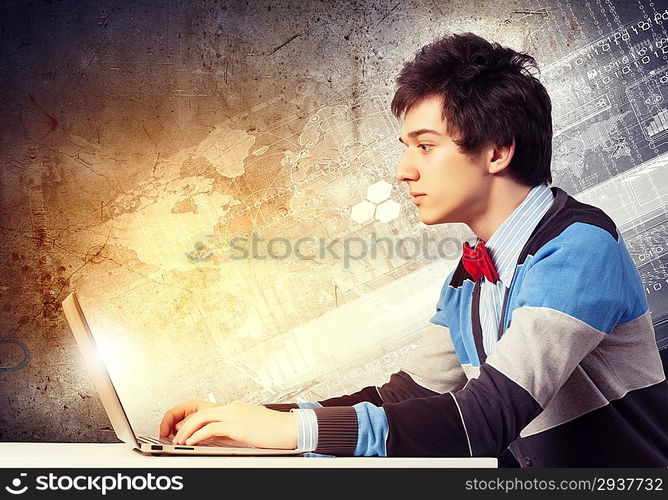 Businessman using laptop