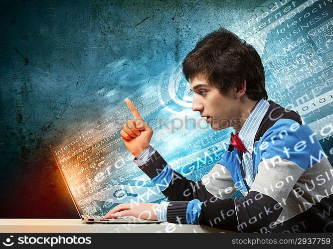 Businessman using laptop