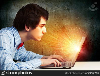 Businessman using laptop