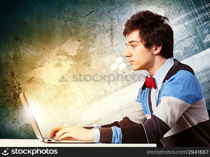 Businessman using laptop