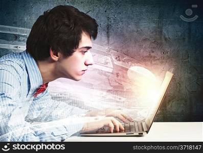 Businessman using laptop