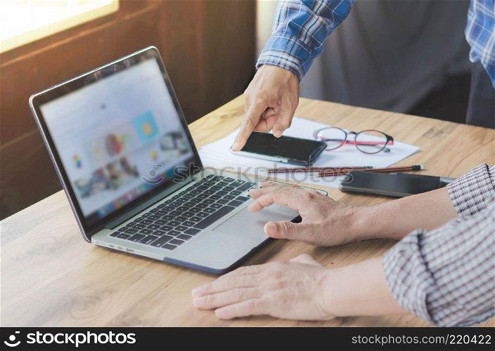 businessman using laptop computer  in office. hipster tone. businessman working in office