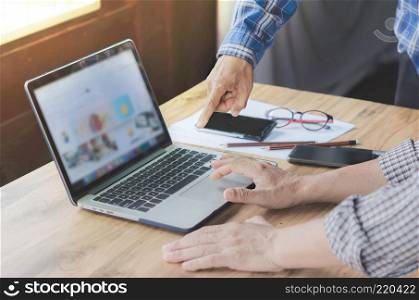 businessman using laptop computer  in office. hipster tone. businessman working in office