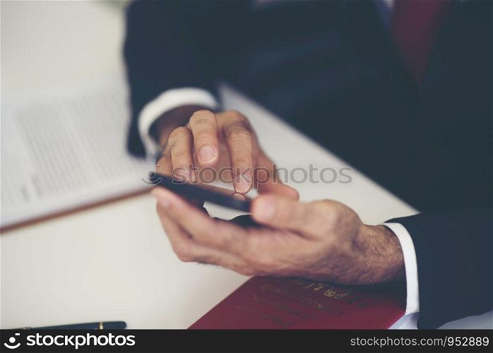businessman using smartphone for business, creative business online concept