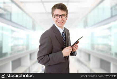 businessman using touch pad of tablet pc, at the office