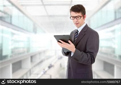 businessman using touch pad of tablet pc, at the office