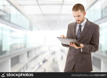 businessman using touch pad of tablet pc at the office