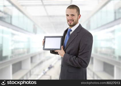 businessman using touch pad of tablet pc, at the office