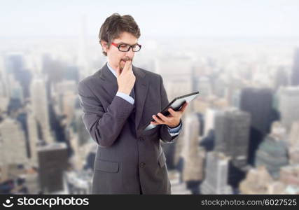 businessman using touch pad of tablet pc, at the office