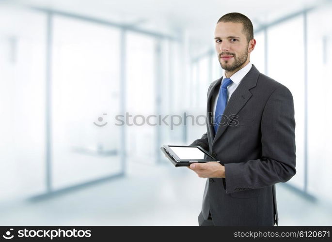 businessman using touch pad of tablet pc, at the office