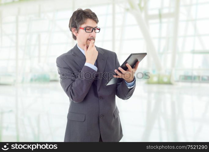 businessman using touch pad of tablet pc, at the office