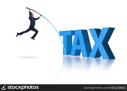 Businessman vault jumping over tax