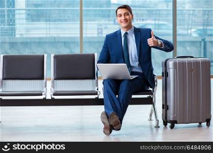 Businessman waiting at the airport for his plane in business cla. Businessman waiting at the airport for his plane in business class. Businessman waiting at the airport for his plane in business cla