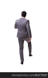 Businessman walking away isolated on white background