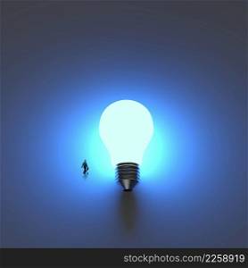 businessman walking to growing lightbulb 3d idea diagram as success concept