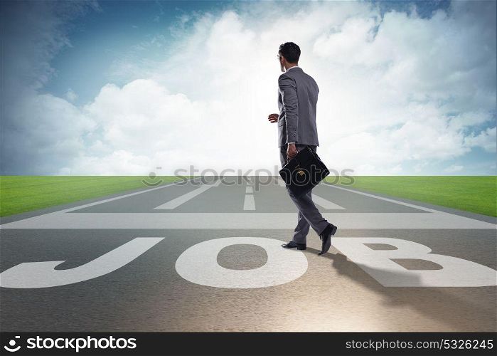 Businessman walking towards his career aspirations