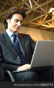 businessman who has sitting in the airport