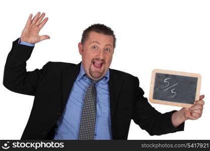 Businessman with a chalkboard
