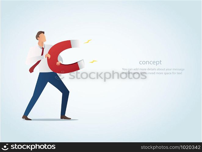 Businessman with a large magnet vector