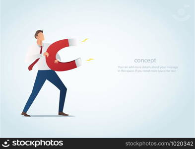 Businessman with a large magnet vector