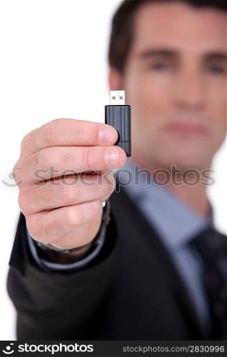 Businessman with a usb key