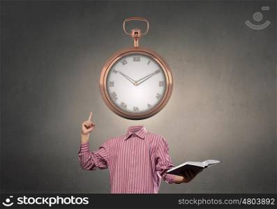 Businessman with alarm clock instead of his head