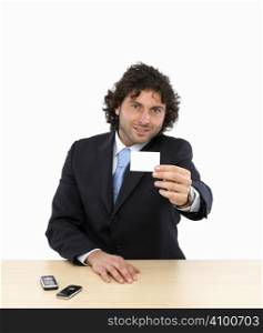 Businessman with Blank Business Card