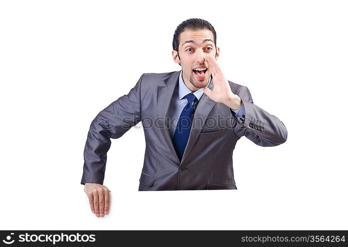 Businessman with blank message