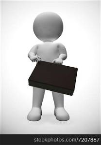 Businessman with briefcase character depicts an entrepreneur or salesman. A professional executive with a career in the city - 3d illustration